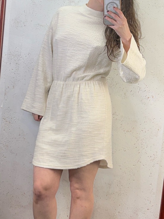 Anthropologie Dresses & Skirts - Anthropologie dolan Cream Textured Long Sleeve Mini Dress Size Medium